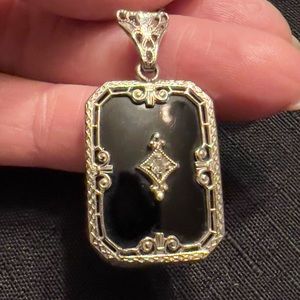 *Just sold* 1930 Edwardian Antique Onyx & Diamond Necklace